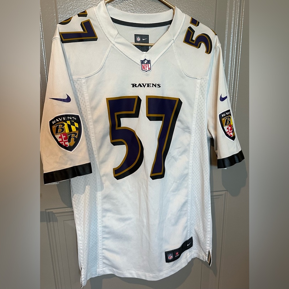 Baltimore Ravens #57 Mosley NFL Players On Field White Jersey Men’s Size S VGC